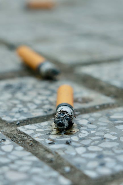 Close-up view of a circular sandpit with a light beige, fine-textured surface in a residential or commercial outdoor setting. Several cigarette butts and filters are scattered across the sand, some with burnt tips and others intact. The surrounding edge of the sandpit is visible, constructed from a dark material, possibly metal or plastic, with a curved shape. Shadows cast by the cigarette butts and filters indicate strong sunlight. The scene reflects an area requiring cleaning or maintenance to remove debris and ensure hygienic, tidy outdoor spaces. This image highlights the importance of surface cleaning and sanitisation in maintaining a clean environment, as promoted by Carpet Cleaning Pimlico.